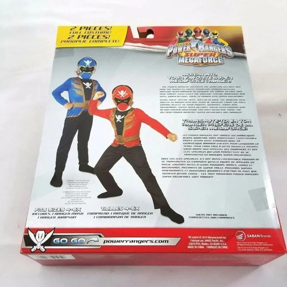 Power Ranger Mask Costume Saban Red Child Size 4 to 6X Play Outfit - Picture 2 of 5